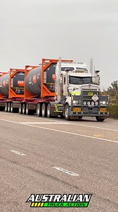 Symons Clark Logistics Kenworth T909 Super Quad road train turning towards Olympic Dam loaded with 4 dry bulk tanker ISO containers. #truck #kenworth #roadtrain | Australian Truck Action