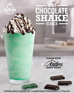 101 reactions · 14 shares | Head over to your local Arby's to try the Andes Chocolate Mintshake! | Andes Mints | Facebook