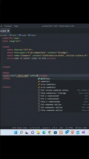HOW TO INSERT VIDEO IN HTML #html #video #shorts