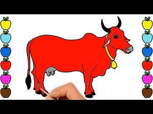 COW COLORING PAGE FOR KIDS - HOW TO DRAW RED COW COLORING PAGE #Kidsboxtoys