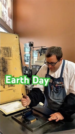 Letterpress printing a large valley oak tree for Earth Day 🌎 (April 22)
