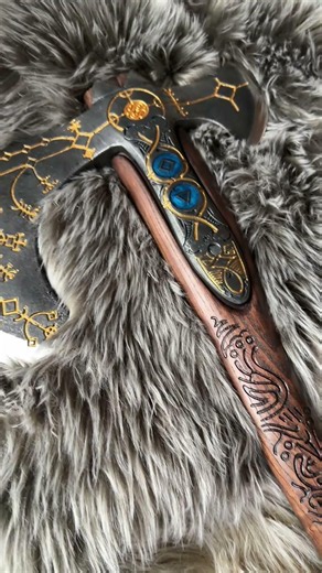 Hand-forged Leviathan axe with leather wrap "Ragnarok Kratos axe"