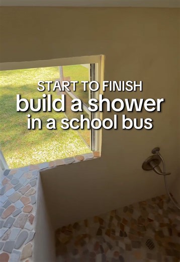 the start to finish process of building a shower in our school bus 🛀🚌🛠️ extended, in depth version of this video on our YouTube channel - Bus Life 4 Me! #skoolie #vanconversion #diy #homerenovation #beforeandafter