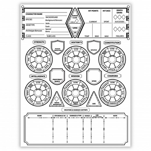 Dnd 5e Expanded Character Sheet, 3-page Fillable PDF (digital Download) - Etsy
