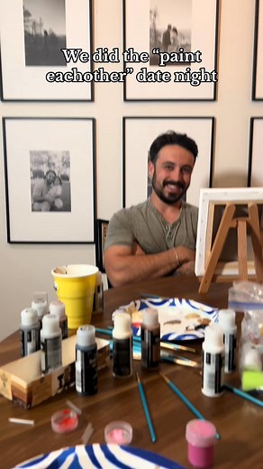 Idk whose is better #hunteranddevin #painteachother #trend #funny #datenight #couple | Devin