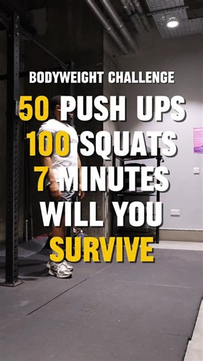 Dion | Circuits & Conditioning on Instagram: "Push up + Squat Challenge For Time: 5 Push-ups 10 Squats 10 Push-ups 20 Squats 15 Push-ups 30 Squats 20 Push-ups 40 Squats Target time: Sub 7 minutes (advanced: Sub 5 minutes) A great warm up, finisher, or challenge. The goal is under 7 minutes, so move with a little urgency. Pace yourself early to avoid burnout, find your rhythm, and finish strong. Let’s see if you can survive! . . . . . ________________________________. #bodyweightworkout #bodyweig