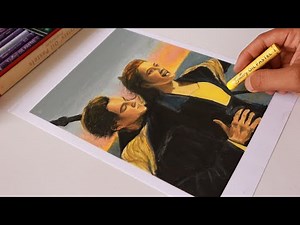Oil Pastel Drawing - Titanic : Rose and Jack "Flying" Scene