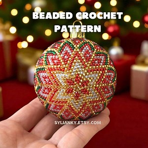 Beaded Crochet Ball Pattern PDF – 6cm Christmas Ornament Scheme – Bead Crochet Tutorial – DIY Holiday Bauble – Instant Digital Download - Etsy