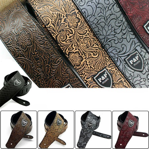 FECIA Widen Classic Soft Belt Snake Skin Guitar Parts Bass Strap Embossed Acoustic Guitar Strap Leather Guitar Strap Electric Guitar Strap | Lazada