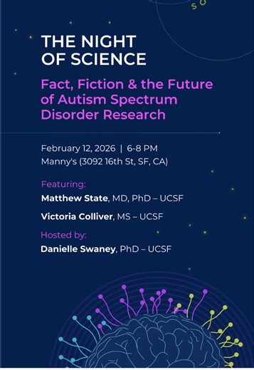 Join us at Manny’s for a night of science and socializing ✨ Vibe: Science meets human story, exploring how we understand the brain, autism, and neuropsychiatric research today. 🎤 Featuring a flash talk by Dr. Matthew State, leading expert in psychology and psychiatric genetics, followed by a conversation with award-winning journalist Victoria Colliver, and an open audience Q&A. This event is part of “The Night of Science”, a new public series designed to make science accessible, relevant, and d
