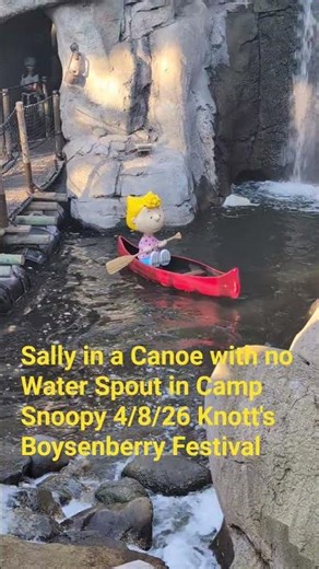 Sally in a Canoe with no Water Spout in Camp Snoopy 4/8/26 Knott's Boysenberry Festival