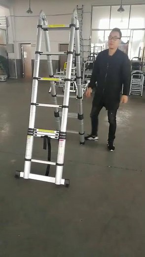 How to use a Folding Telescopic A Frame Shape Ladder when it is partially compact.