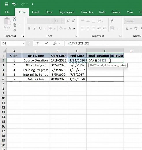 How to Use the DAYS Function in Excel (Step-by-Step)​ | Calculate the Difference Between two Dates.