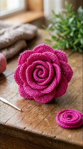 wow! Easiest 5-Minute Crochet Rose Tutorial EVER! 🌹 #diy #crochetflowers #crochetrose