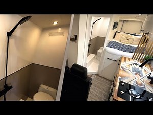 The PERFECT LAYOUT for MWB VAN CONVERSION w/ FULL SHOWER, FIXED BED & 4 BELTED SEATS