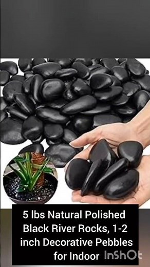 5 lbs Natural Polished Black River Rocks,1-2 inch Decorative Pebbles for Indoor Plants. Black#amazon