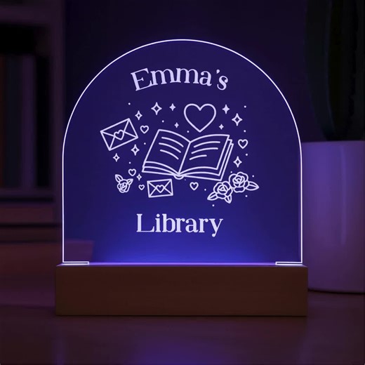 Personalized Library Sign for Reading Nook Decor for Book Lover Custom Gift for Home Library Sign for Bookshelf Personalized LED Sign Gift - Etsy