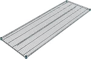 Restaurantware-SHELVES ONLY: Chef 101 24 x 72 x 1.5 Inch Epoxy Shelves, 4 NSF Certified Wire Rack - Shelving Posts Sold Separately, With 32 Split Sleeves, Green Steel Shelf, Does Not Corrode