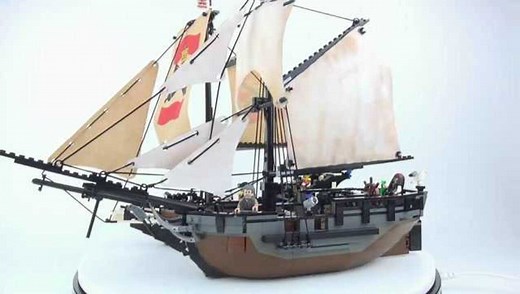 加勒比海盗海盗船死亡海鸥号MOC，乐高积木搭建演示
