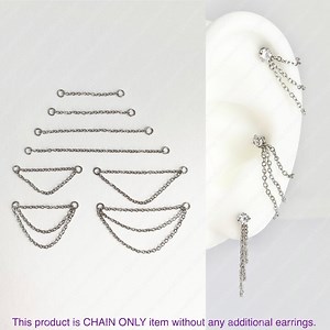 Stainless Steel Chain for Piercing, Cartilage Helix Conch Lobe Nose Orbital Double Triple Earring Chain Jacket Hoop Linkers Dangle Draping - Etsy