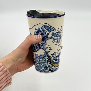 Oriental Ceramic Tumbler Travel Mug, Waves, Dragon, Lucky Cat - Etsy