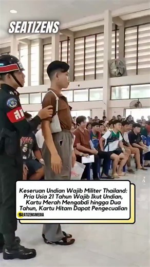 South East Asia Media on Instagram: "Thailand enforces a mandatory military service system requiring all men aged 21 to take part in an annual draft lottery. Under this system, those who draw a red card are required to serve in the military for up to two years, while those who receive a black card are exempt from service. This policy is part of Thailand’s long-standing national defense system and often draws public attention. Each year, the military draft lottery becomes a widely watched event,