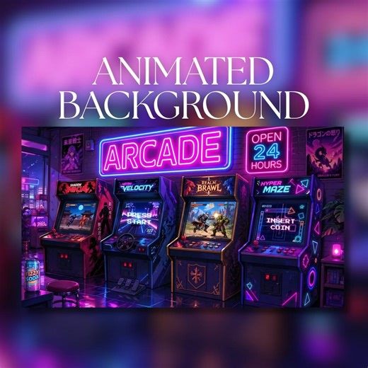 Animated Background | Neon Arcade Room With Retro Gaming Machines | 80s Gaming Vibes | MP4 Digital Download | AB17 - Etsy