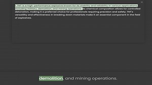 1. TNT is a high-performance explosive known for its stability and reliability in various applicatio