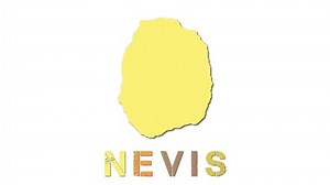 Animated island map growing from regions and title letters falling down. Radiant 4k animation. Nevis map with paper regions.