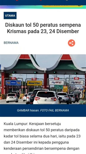 Tol hari raya 50% #2025 #fypシ #mymetro