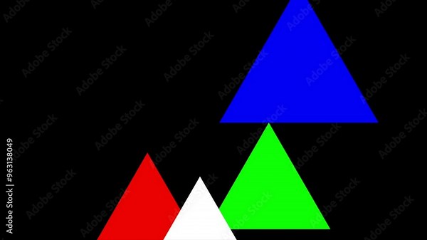 Glitch effects focus on triangular distortions and fast-moving cuts, creating digital noise and visual disruption, with irregular screen tearing and strong triangle wave patterns.