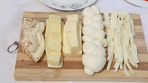 Types of cheese. Presentation plate consisting of different types of cheese.