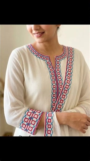 #Viral Modern border embroidery design tutorial #Easy borderline handembroidery for beginners#shorts