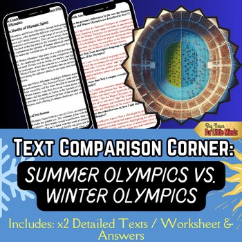 Compare & Contrast Two Texts: Summer Olympics vs. Winter Olympics with Worksheet