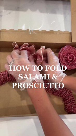 You asked, so here it is! How I fold meats for my charcuterie boards ✨ #charcuterieboardsoftiktok #charcuterie #howtofoldsalami #howtofoldprosciutto #howtocharcuterie #salamirose #salami #prosciutto