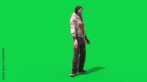 Monstrous Jeff the Killer Green Screen Turn 3D Rendering Animation