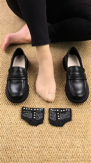 Black Leather Penny Loafers Rhinestone Clips Elegant Style #loafers #shoes #fashion #shortsfeed