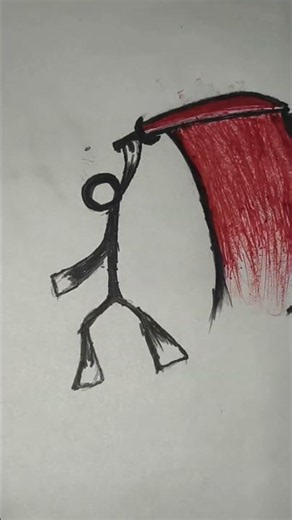 How to draw stickman Warrior with Red Sword Drawing 🗡️ | Artist Hemant