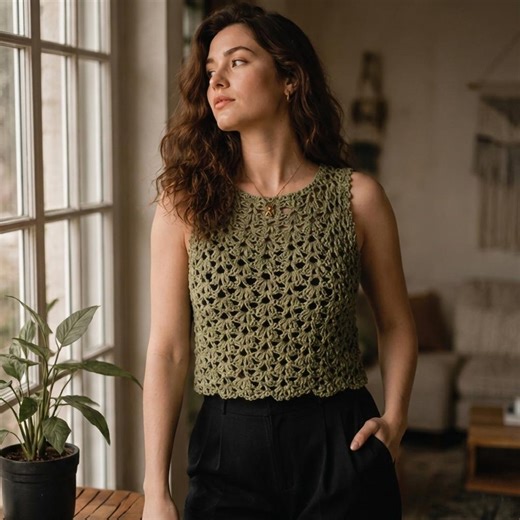Crochet Lace Shell Top Pattern, Summer Sleeveless Tank, Vintage Beachy Openwork Blouse PDF, Beginner Lace Tee - Etsy