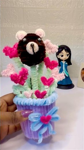 ഈ gift എങ്ങനുണ്ട്| Cute pipe cleaner teddy bear #valentinesday #pipecleanercrafts #trending #shorts
