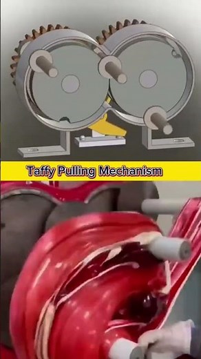 Taffy Pulling Mechanism in Action Stretching and Folding Candy with Precise Mechanical