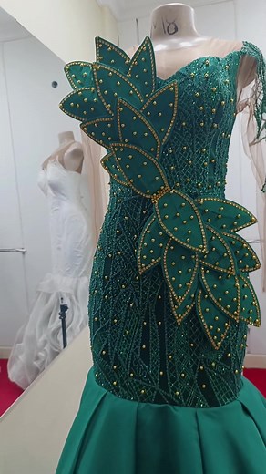 Emerald Green and Gold Wedding Attire | African Dress Styles