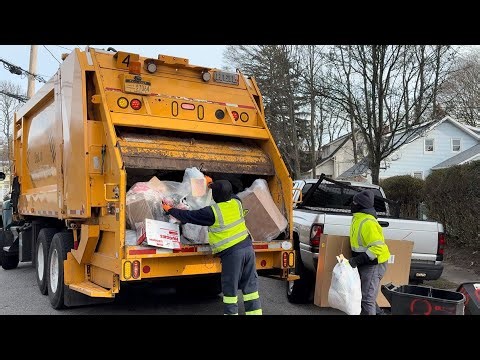 Fast Garbage Truck vs Heavy Christmas Trash + Bulk | Town of Huntington (Part 2)