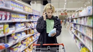 shopping in supermarket.(washing powder,detergent,shampoo, soap)