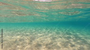 Underwater video of iconic exotic tropical sea bed in turquoise beach of Elafonisi a true paradise in Crete island, Chania, Greece