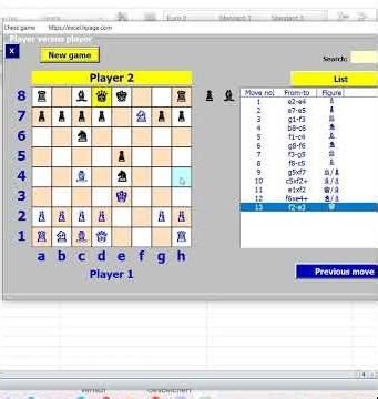 Two Knights Defense Chess in Excel