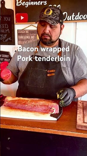 Smoke pork tenderloin wrapped in bacon Traeger grills pellet grill #bbq #foodie #food #cooking