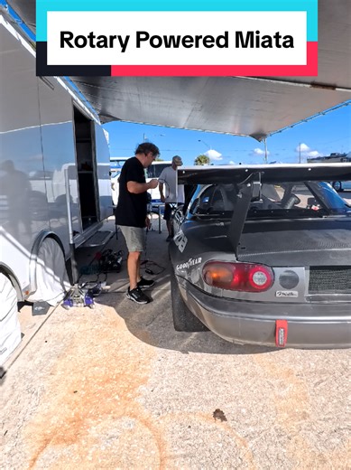 1995 mazda miata powered by a Mazda Rx7 13B rotary engine with 20B housings. #mazda #miata #racecar #racing #carsoftiktok