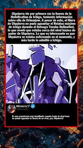Ulquiorra vio por primera vez la fuerza de la Hollofication de Ichigo, teniendo ...