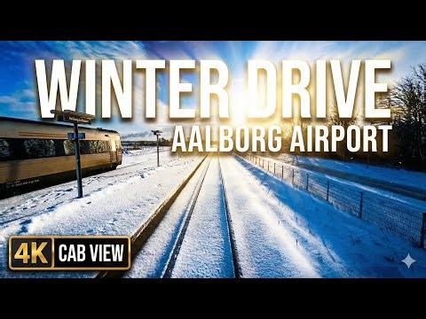 [4K] Train Driver View: Hjørring to Aalborg & Skørping | Snow Showers & Sun | Denmark (Scandinavia)